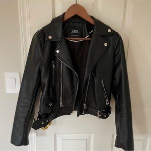 Zara Black Leather Jacket (Small)
